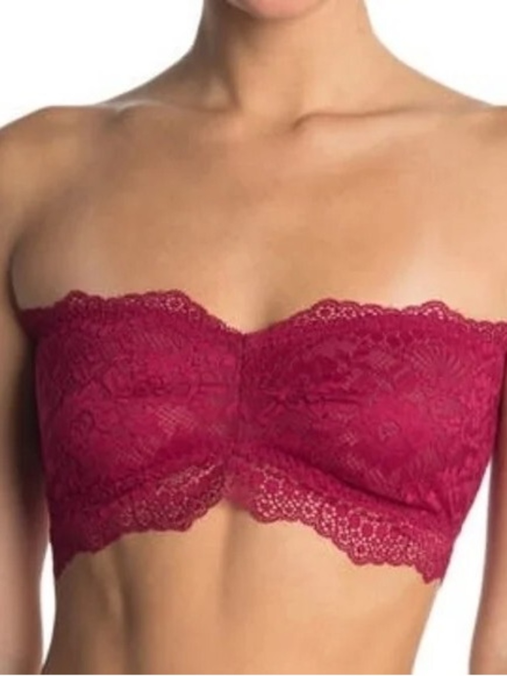 Free People Lacey Looks Bandeau Bralette Burgundy Red Lace NWT Large L FP